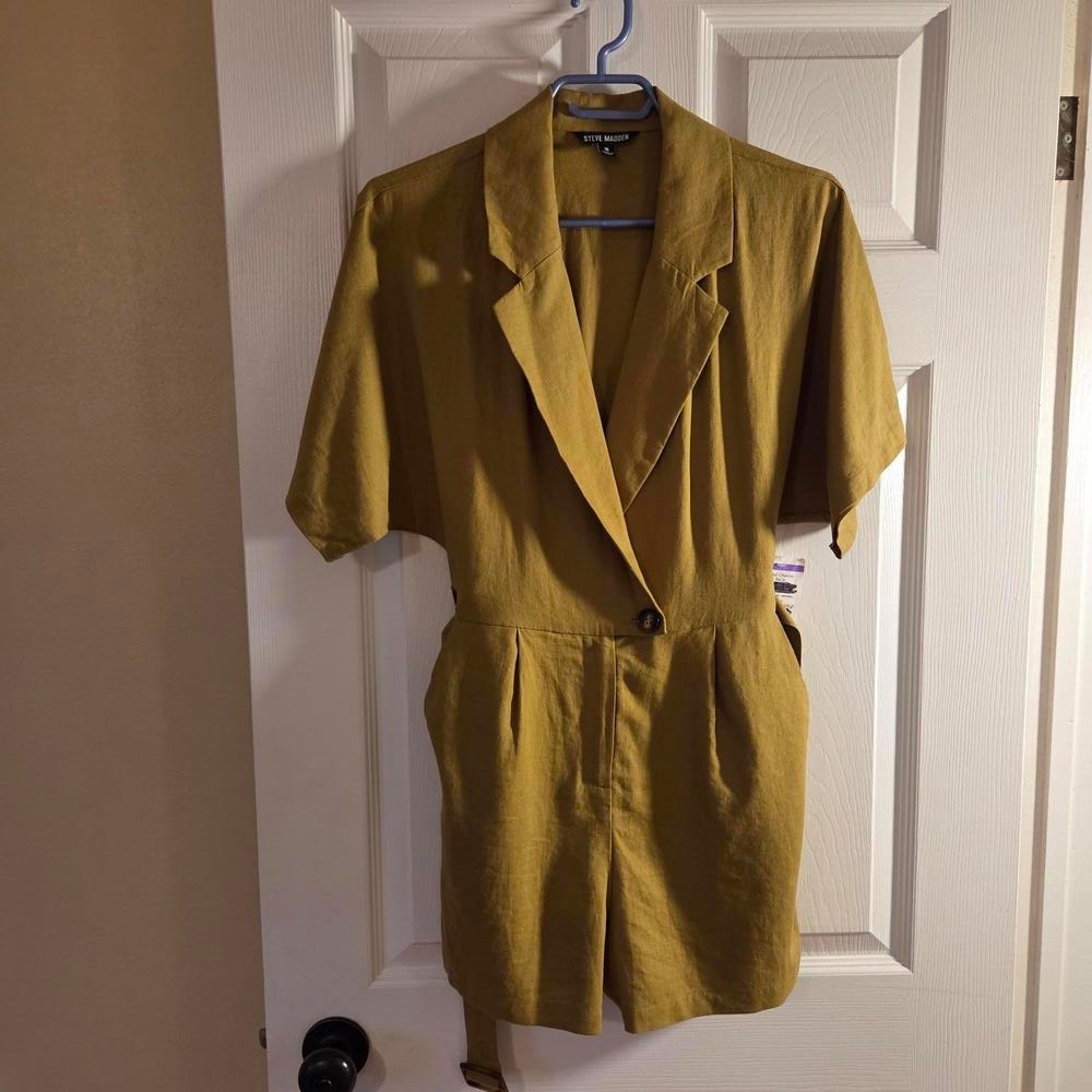 Steve Madden Linen Blend Short Sleeve Romper Womens Size S Like New